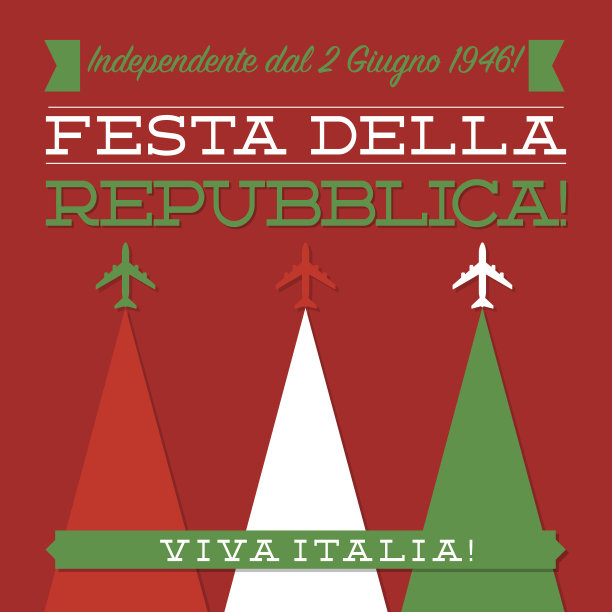 矢量格式的意大利共和国日卡片。图片下载