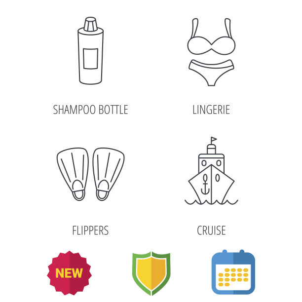巡航，游泳脚蹼和内衣图标。图片下载