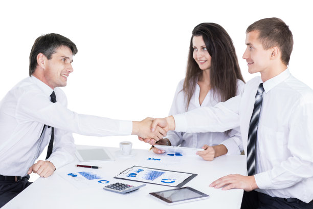 一群成功的商人。图表和图表的讨论图片下载