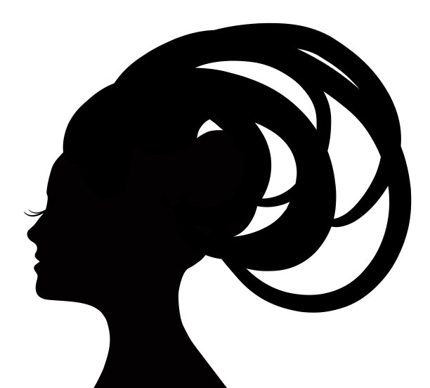 剪影美丽的女孩与长睫毛和现代发型图片下载