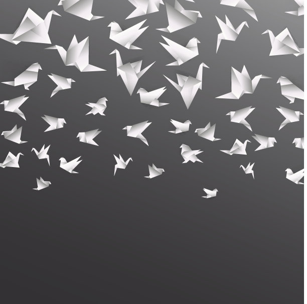 在抽象背景上的折纸鸟图片下载