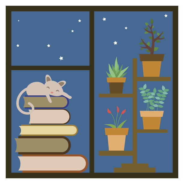 猫睡在窗户上的一堆书上。图片下载