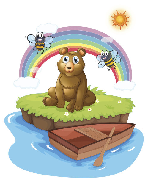 岛上的熊和两只蜜蜂图片下载