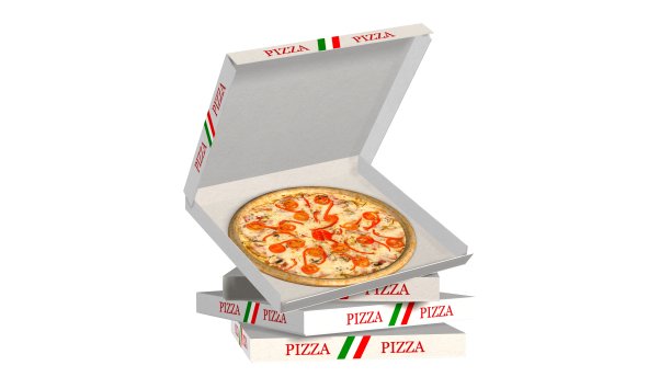 披萨在一个开放的白色送货盒隔离白色送货服务图片下载