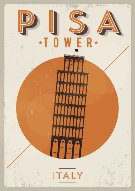 排印比萨城海报设计图片下载