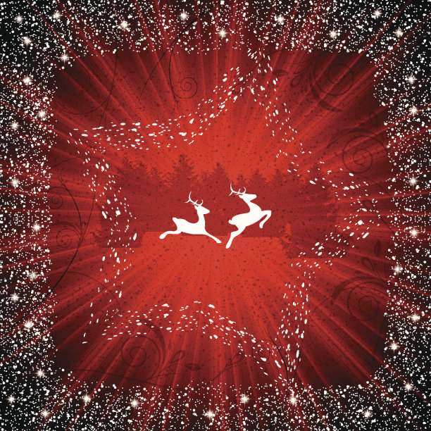 抽象的冬季红色背景与松树图片下载