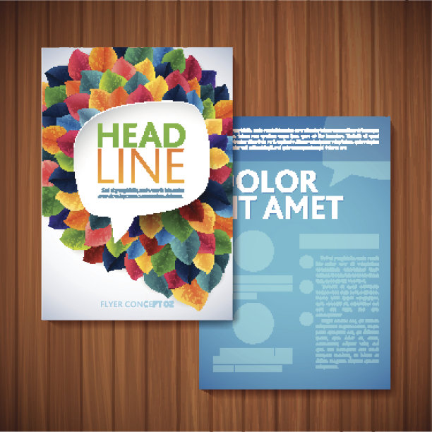 传单宣传册设计模板。叶自然生态概念图片下载