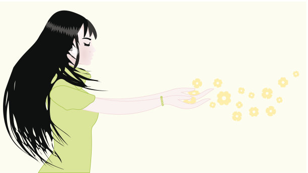 带花的女孩图片下载