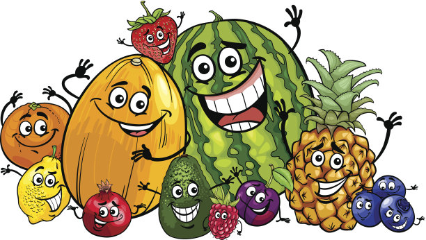 有趣的水果组卡通插图图片下载