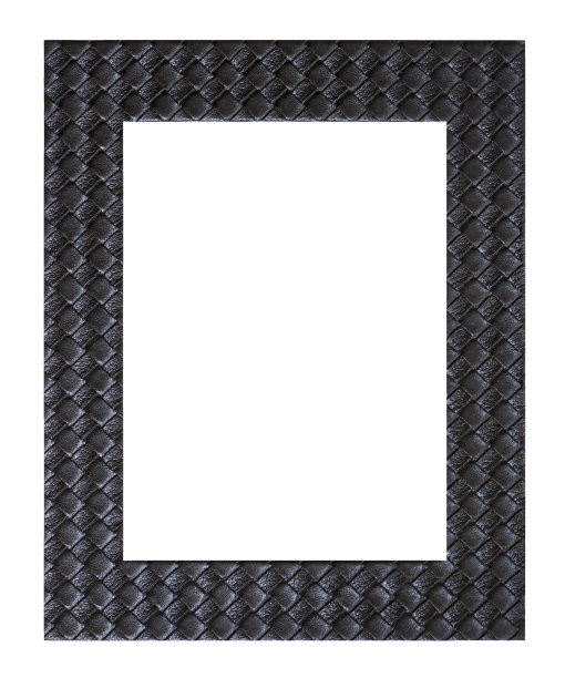 装饰黑色皮革相框孤立在白色背景图片下载