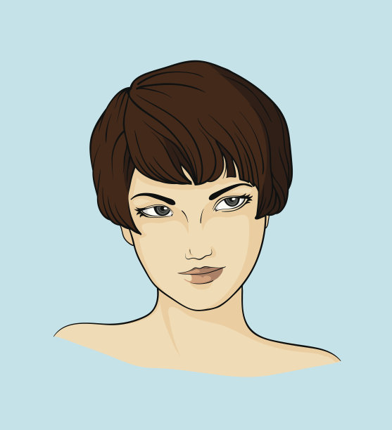 这是一个有着棕色短发的女人的脸图片下载