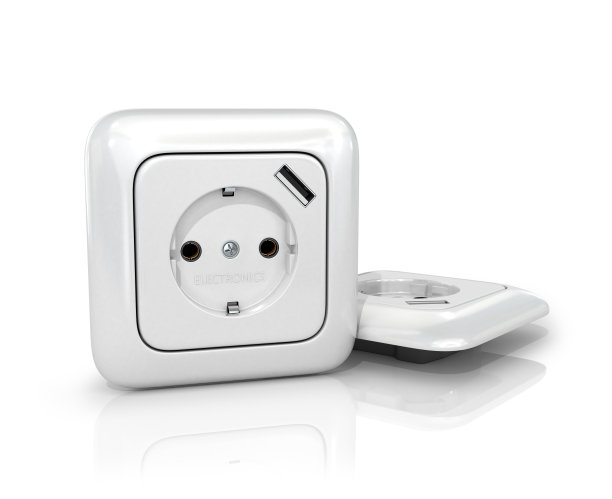 插座在白色背景上。三维演示图片下载