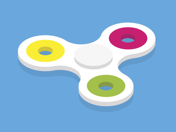 等距指尖陀螺儿童玩具彩色和白色矢量图片下载