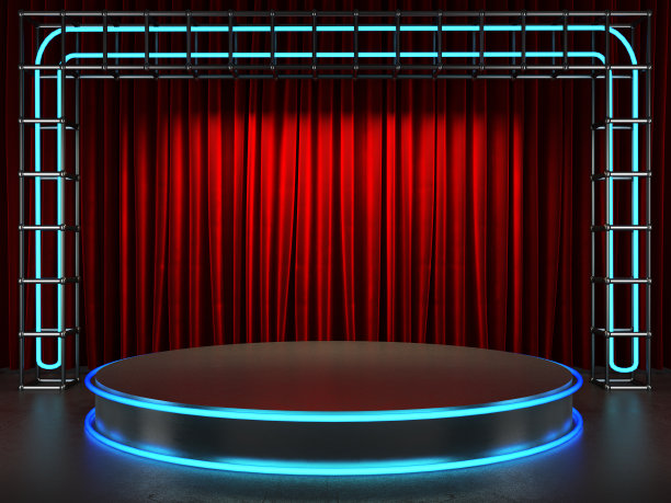 舞台上的红色布帘图片下载