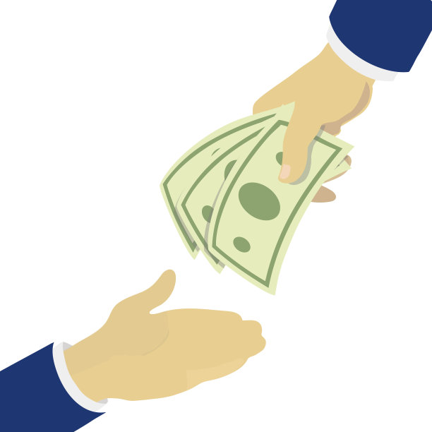 创意插图手拿绿色钞票，交给另一只手图片下载