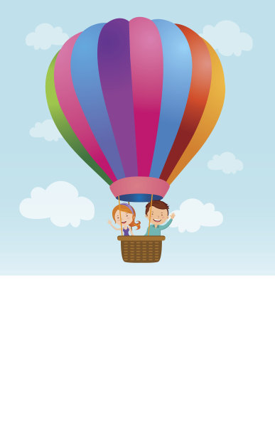 年轻夫妇乘坐热气球图片下载