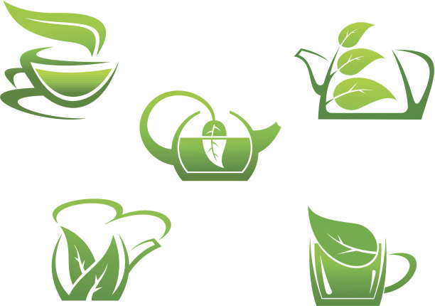 绿色花草茶杯图片下载