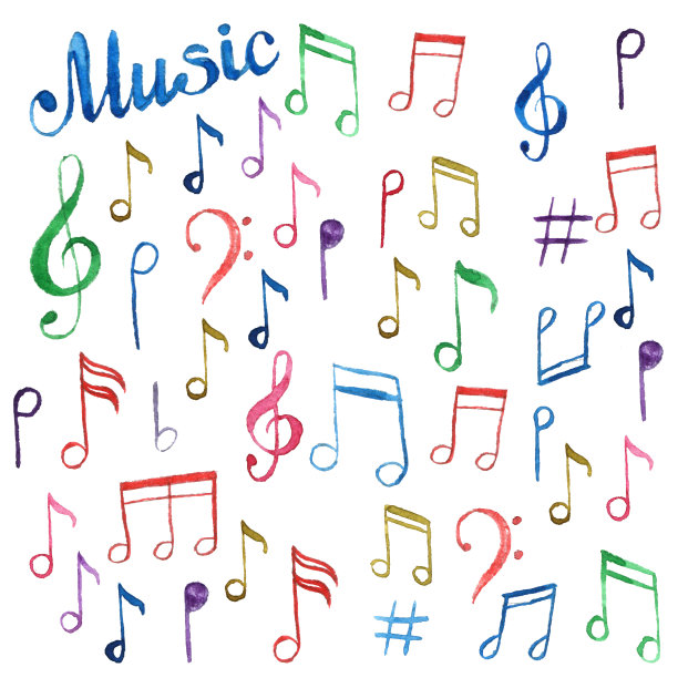 水彩背景音乐音符素材图片
