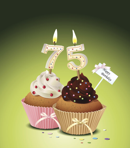 75号蜡烛生日蛋糕图片下载
