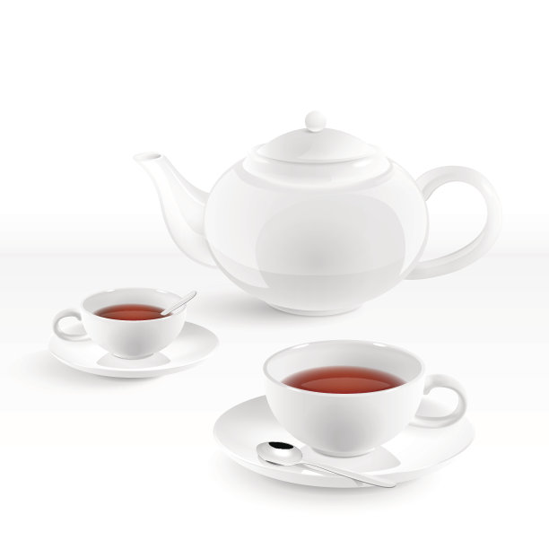 白色茶壶和茶杯图片下载