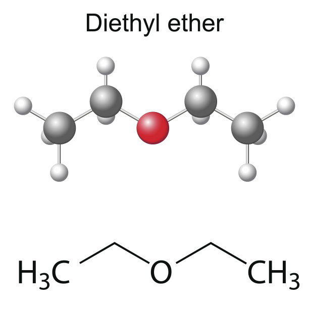 二乙醚分子的结构化学式和模型图片下载