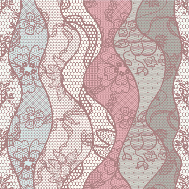 花边无缝图案与花素材图片