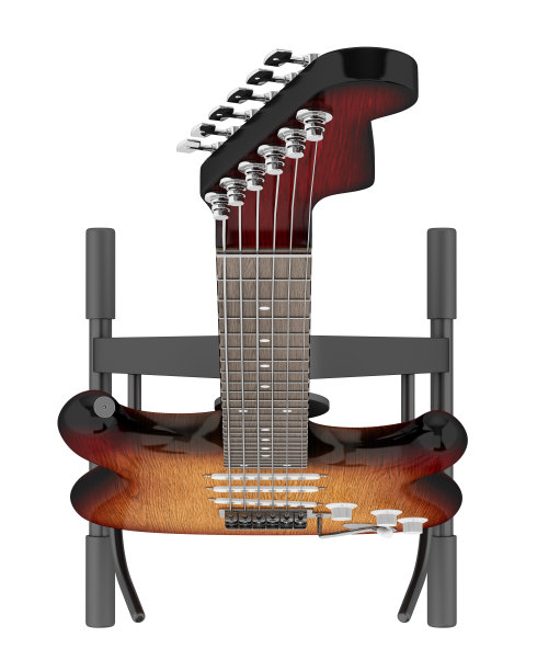 电吉他上孤立的白色俯视图图片下载