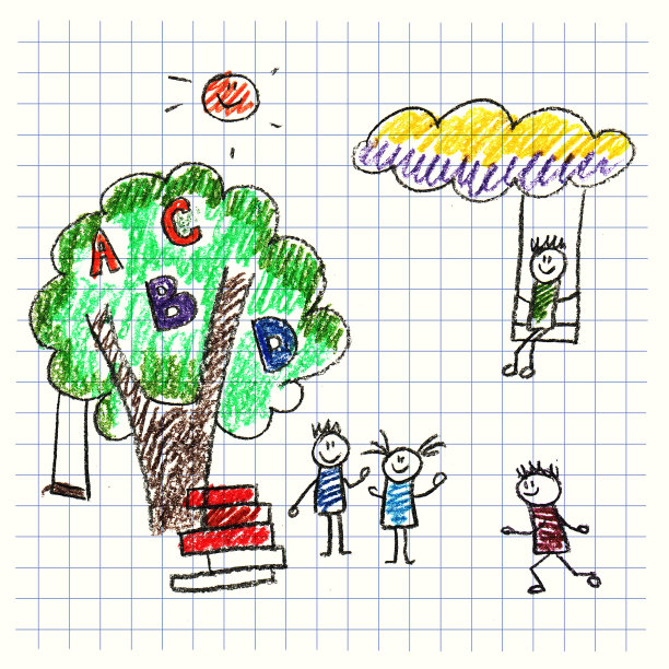 和快乐的孩子们在一起的彩色图片图片下载