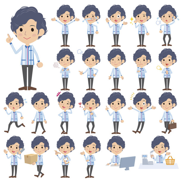 便利店蓝色制服的男人图片下载