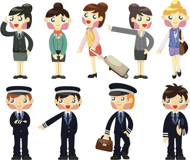 卡通空姐和机长的图标图片下载