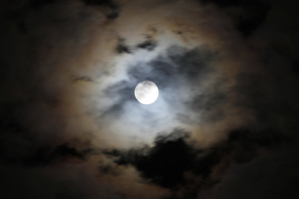 多云之夜的满月图片下载