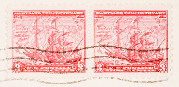 马里兰三百年1934年老式邮票图片下载
