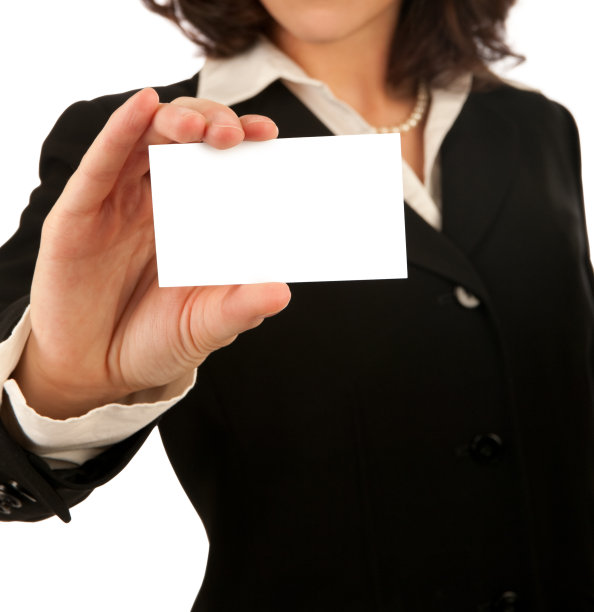 拥有空白卡片的商业女性图片下载
