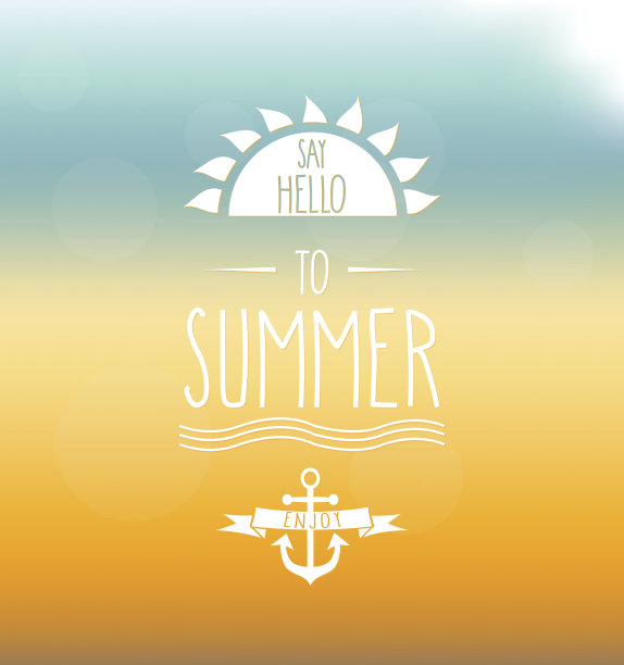 说你好夏天手绘标签。网背景图片下载