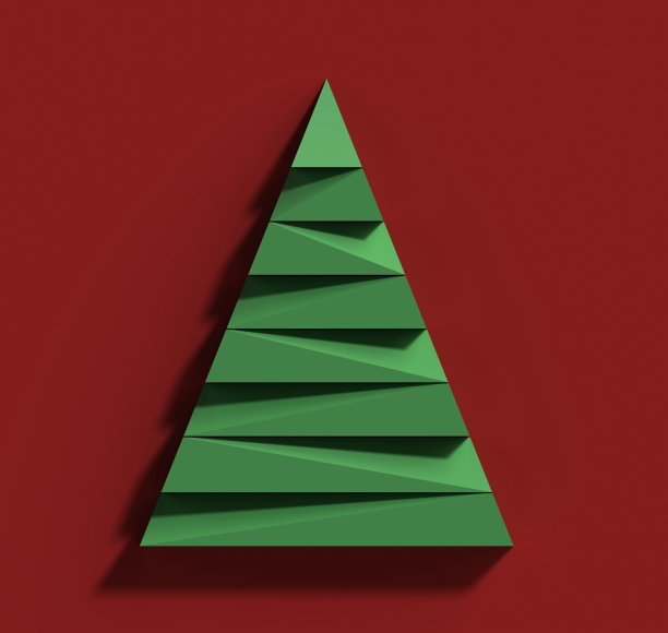 红色背景上的圣诞树图片下载