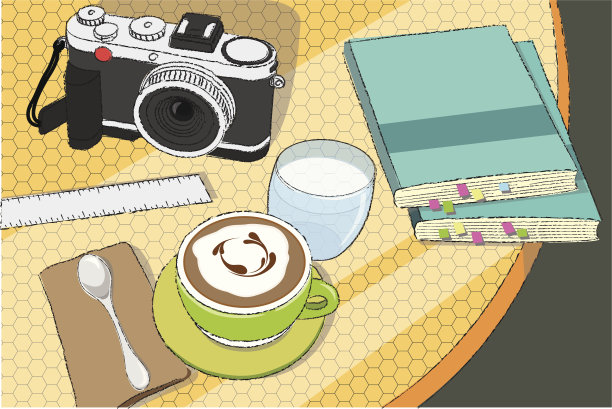 咖啡和相机图片下载