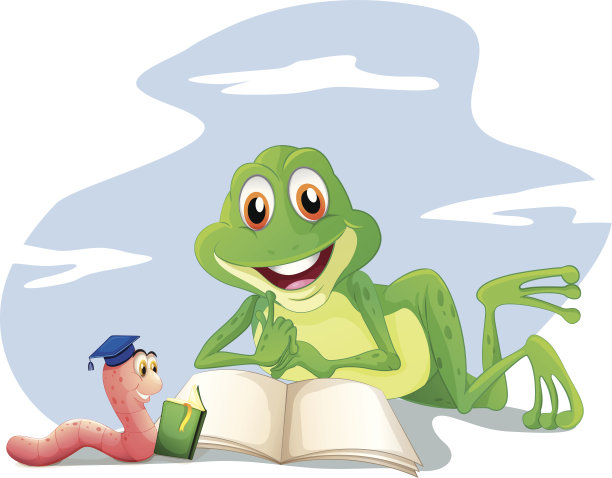 蚯蚓和青蛙在读书图片下载