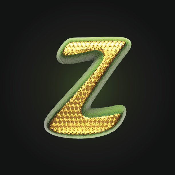 金色绿色字母z矢量素材图片下载