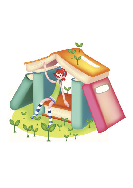 矢量女人和书图片下载