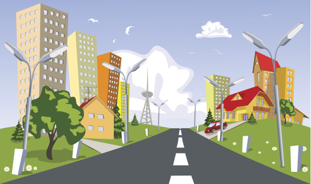 色彩抽象向量城市图片下载