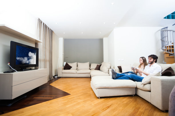 一对情侣在玩电子游戏图片下载