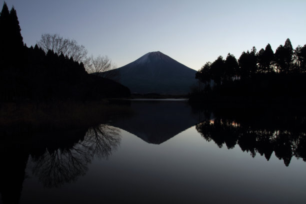 从田uki湖出发的富士山图片下载