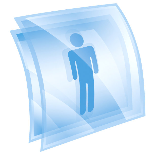 男性图标蓝色方块，孤立在白色背景上图片下载