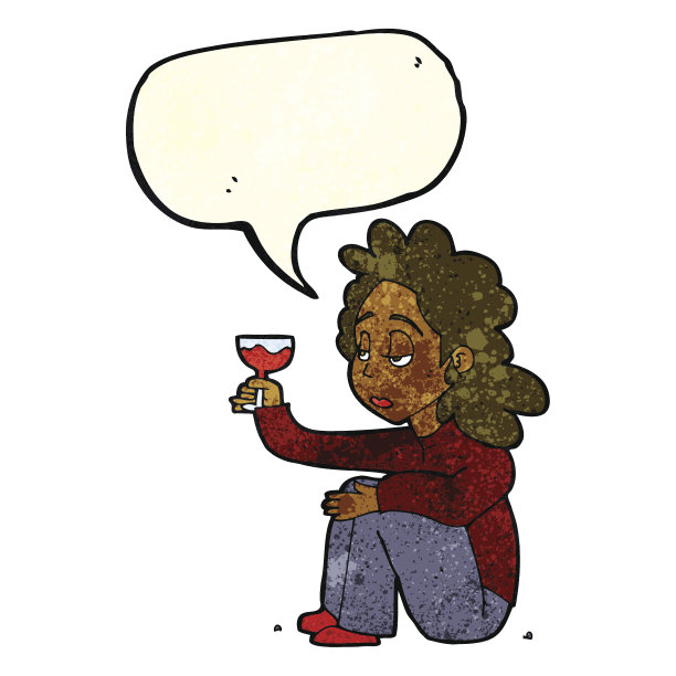 卡通不幸的女人拿着酒杯说话冒泡图片下载