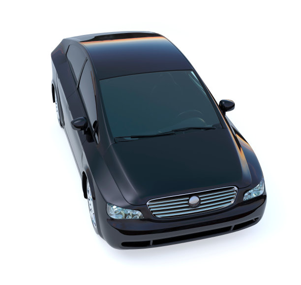 黑色汽车孤立在浅蓝色背景上。图片下载