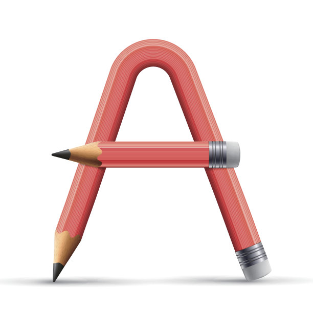 3d粉色铅笔字母A图片下载