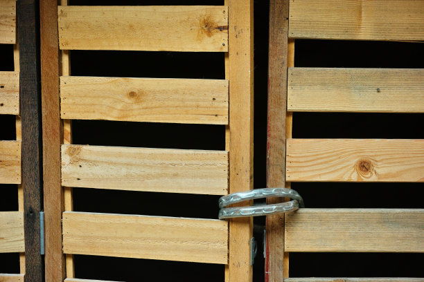 木门与链钥匙锁图片下载
