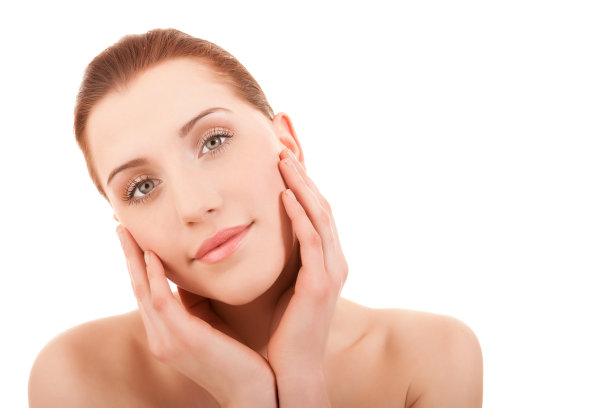 白底上的美丽年轻女子图片下载