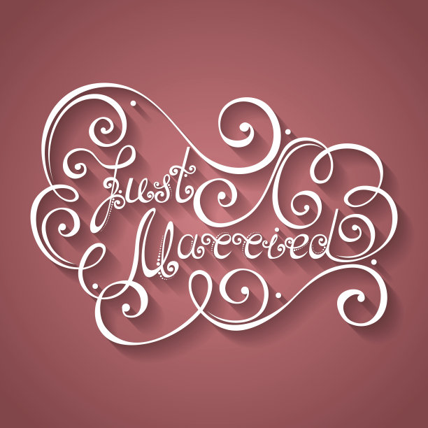 Vector刚结婚的铭文，圣瓦伦丁节符号，婚礼图片下载