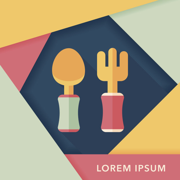 餐具和餐具扁平图标与长影子，eps10图片下载